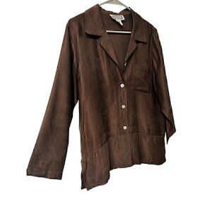 SILKLAND COLLECTION LONG SLEEVE BOTTOM UP, BLEND SILK AND LINEN, BROWN, MEDIUM